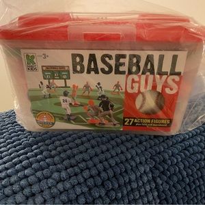 NIB Baseball Guys 27 pc action figure red & blue team scoreboard & field Kaskey